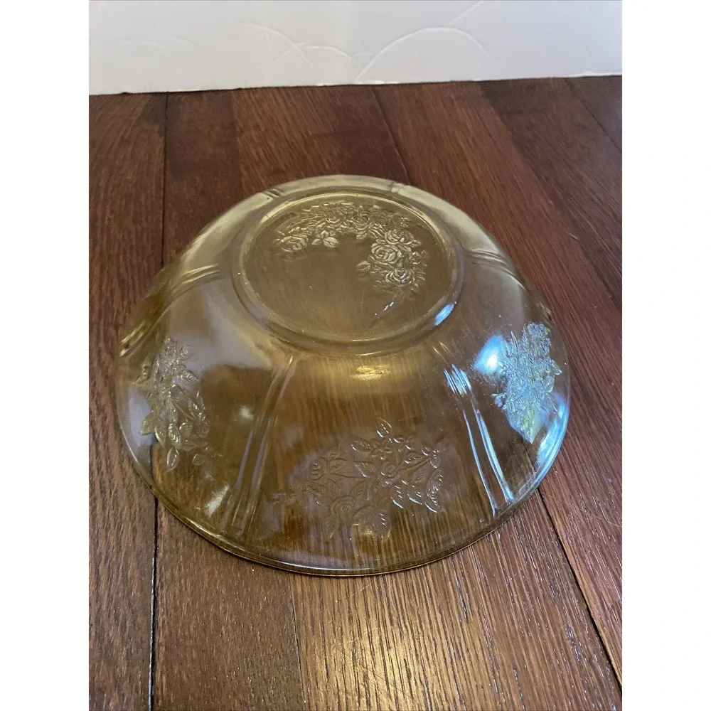 Vintage Serving Bowl, Yellow/Amber Federal‎ Glass Sharon Cabbage Rose 8.5
